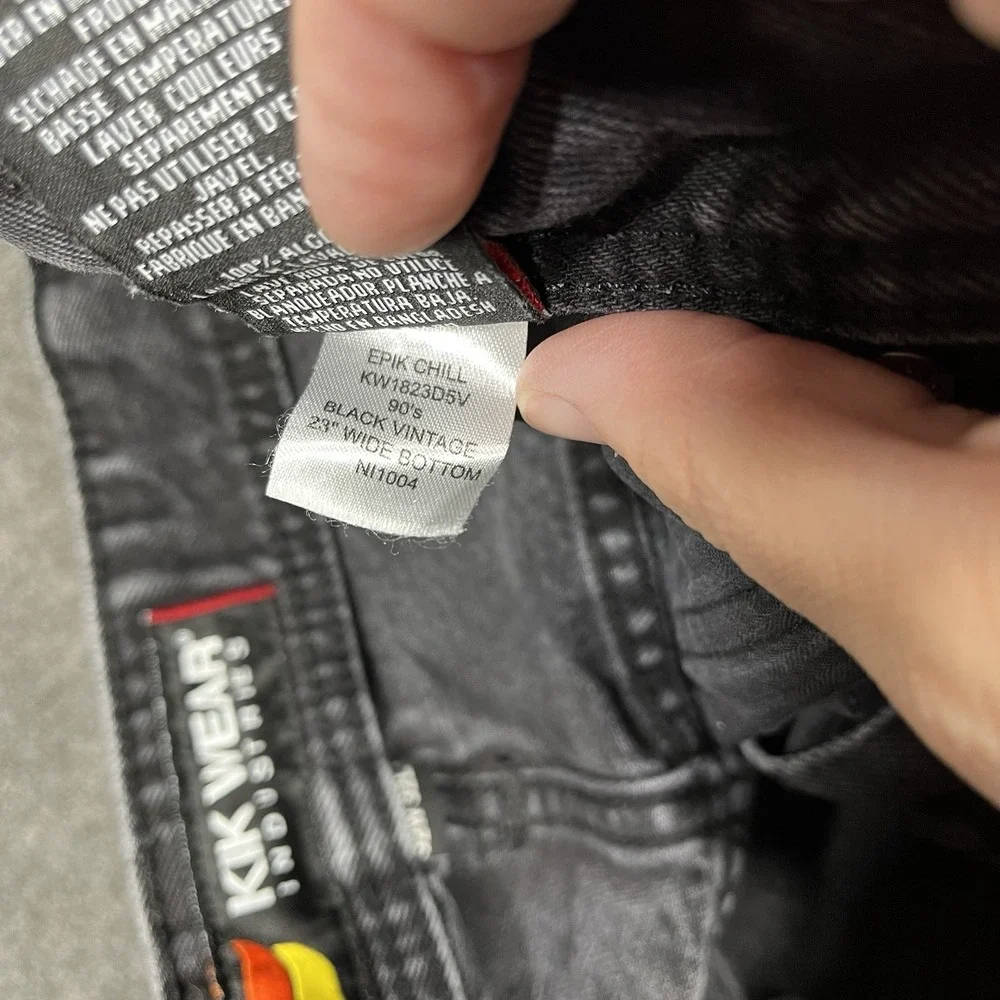 Kik Wear Jeans Mens 32x32 Black Wide Leg Baggy Streetwear Rave Epik Chill